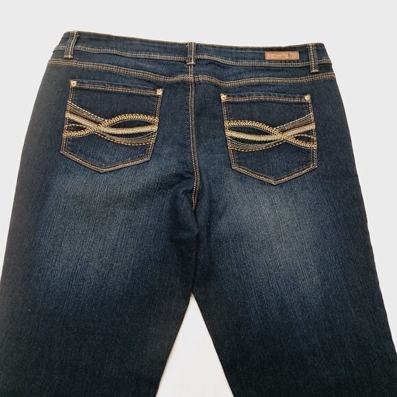 LEI Bootcut Jeans 15 Jr Plus Dark Denim Ashley Low rise Flare Indigo Vtg Y2k - Picture 4 of 11